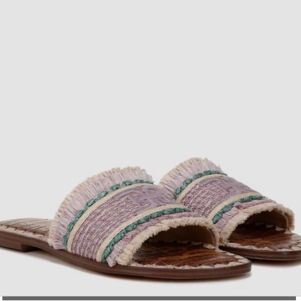 Sam Edelman Georgi Lavender Rafia Slide Sandals size 6